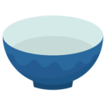 青色の陶器の茶碗のイラスト