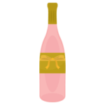 ノンアルコールのピンクのシャンパンのイラスト