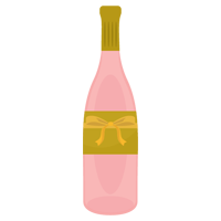 ノンアルコールのピンクのシャンパンのイラスト