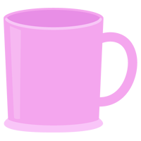 ピンク色のプラスチックのマグカップのイラスト1