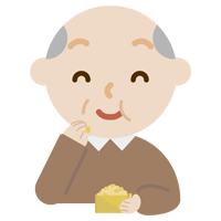 節分の豆を食べる高齢者の男性のイラスト