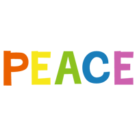 平和「PEACE」の文字のイラスト（カラー）