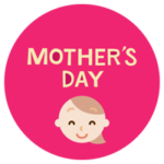 母の日「MOTHER'S DAY」の文字と女性の顔のイラスト