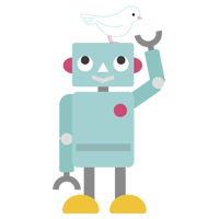 ロボットの頭の上に鳩が乗っているイラスト2