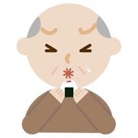 梅干し入りのおにぎりを食べる高齢者の男性のイラスト