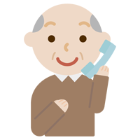 受話器を持って電話する高齢者の男性のイラスト