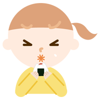 梅干し入りのおにぎりを食べる女の子のイラスト
