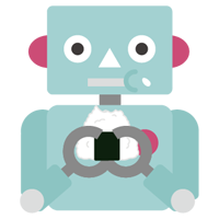 おにぎりを食べるロボットのイラスト（バストアップ）