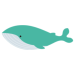 エメラルドグリーンのクジラのイラスト