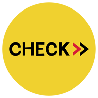 黄色い丸い「CHECK>>」のアイコンのイラスト1