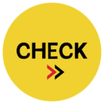 黄色い丸い「CHECK>>」のアイコンのイラスト2