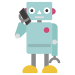 ロボット（全身）がスマホで電話するイラスト