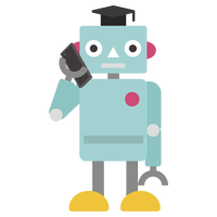 博士ロボット（全身）がスマホで電話するイラスト