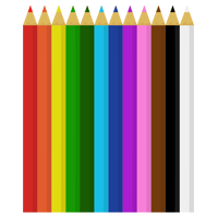 12色の色鉛筆のイラスト