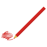 一本の赤い色鉛筆で何かを描くイラスト