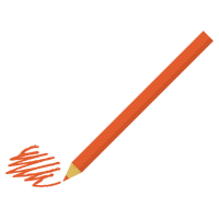 一本のオレンジ色の色鉛筆で何かを描くイラスト