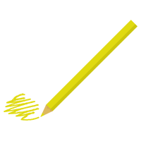 一本の黄色い色鉛筆で何かを描くイラスト