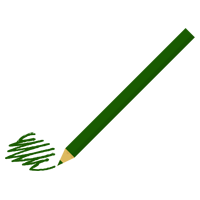 一本の緑色の色鉛筆で何かを描くイラスト