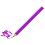 一本の紫色の色鉛筆で何かを描くイラスト