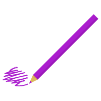 一本の紫色の色鉛筆で何かを描くイラスト