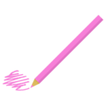 一本のピンク色の色鉛筆で何かを描くイラスト