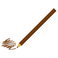 一本の茶色い色鉛筆で何かを描くイラスト