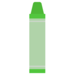 明るい緑色のクレヨンのイラスト