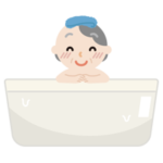 入浴する高齢者の女性のイラスト