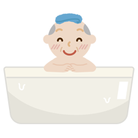 入浴する高齢者の男性のイラスト