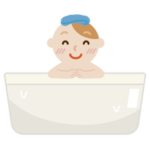 入浴する若い男性のイラスト