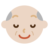 高齢者の男性の顔の表情のイラスト（目を閉じる）