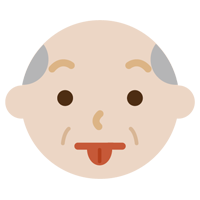高齢者の男性の顔の表情のイラスト（ベー）