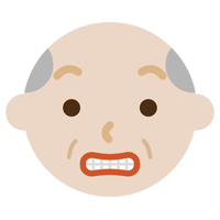 高齢者の男性の顔の表情のイラスト（いー）