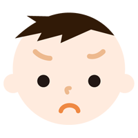 男の子の顔の表情のイラスト（怒り）