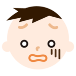 男の子の顔の表情のイラスト（ショック）