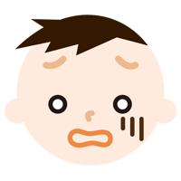 男の子の顔の表情のイラスト（ショック）