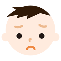 男の子の顔の表情のイラスト（困り）