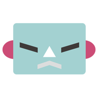 ロボットの顔の表情のイラスト（怒り）