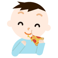 ピザを食べる男の子のイラスト 