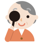 視力検査をする高齢者の女性のイラスト1