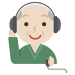 聴力検査をする高齢者の男性のイラスト