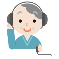 聴力検査をする高齢者の女性のイラスト