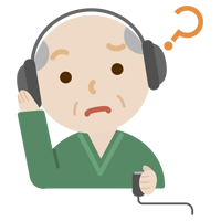 聴力検査をする高齢者の男性のイラスト2