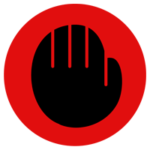 禁止を意味する手のアイコンイラスト（赤黒）