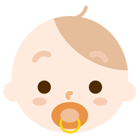 赤ちゃんの顔の表情のイラスト（おしゃぶり）