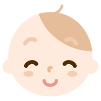 赤ちゃんの顔の表情のイラスト（笑顔）