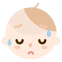 赤ちゃんの顔の表情のイラスト（冷や汗）