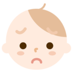 赤ちゃんの顔の表情のイラスト（困り）