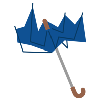 壊れた青い傘のイラスト