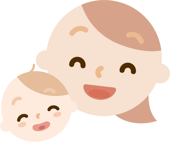 笑顔の若い女性と赤ちゃんのイラスト